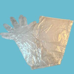 Extra Long Clear Plastic Arm Length Gloves 1 Pair